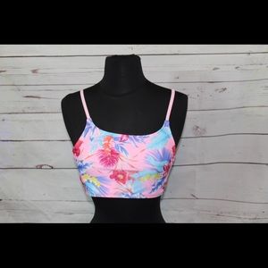 Art Class Girls Pink Tropical Floral Bikini Top